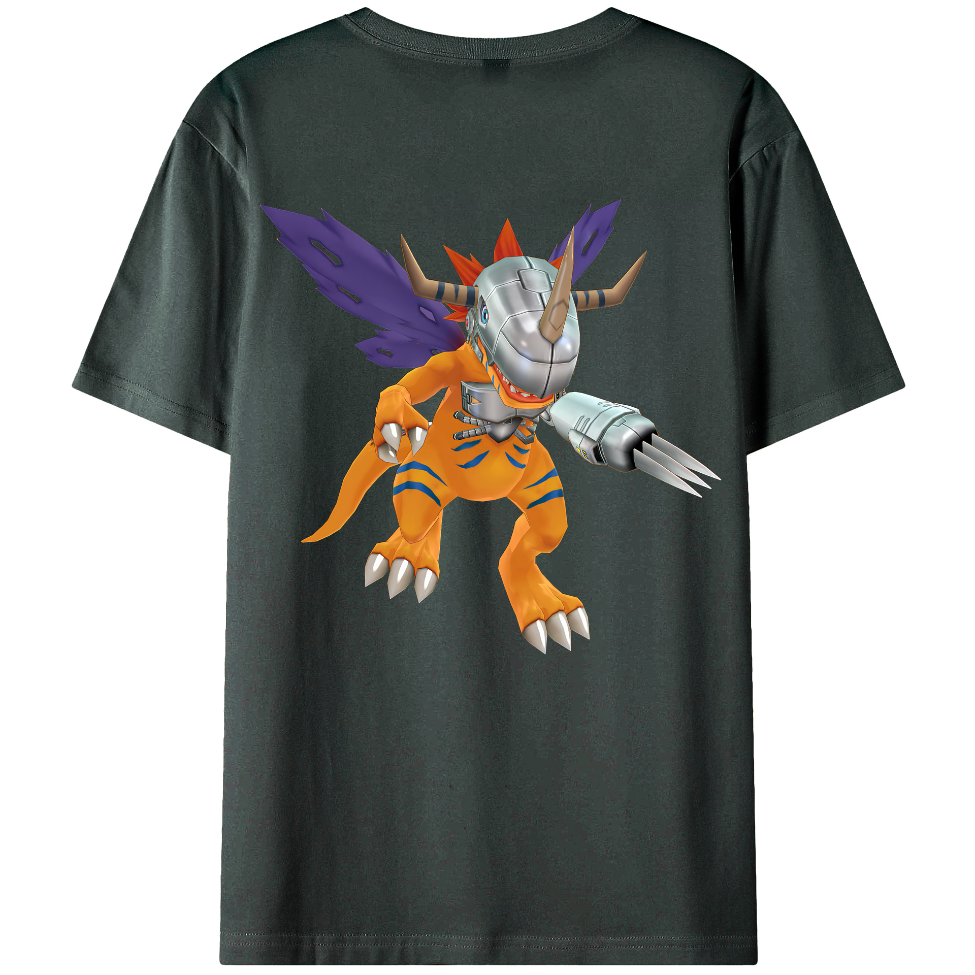 （画像用） Digimon デジタルモンスター/デジモン 綿100％ メンズ半袖Tシャツ（バックプリント） 通気性